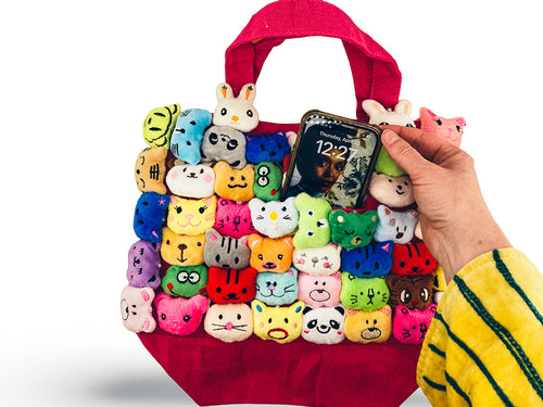 Animal Stuf'It Tote Pink with Phone Pocket