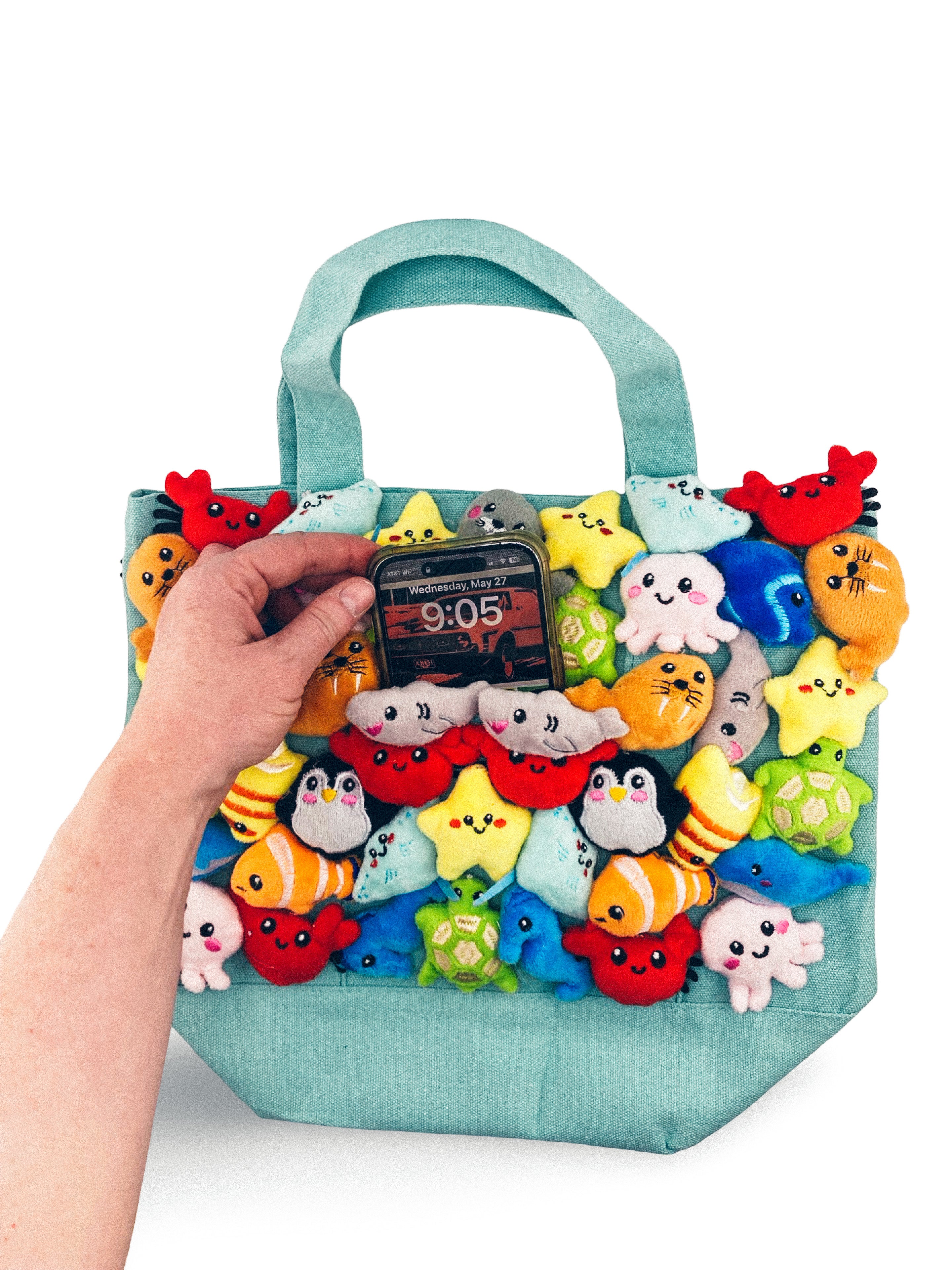Sea Creature Stuf'It Tote in Blue with Phone Pocket